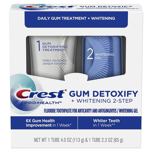 Crest Pro-Health Gum Detoxify Fluoride Toothpaste Whitening Gel 4.0 and 2.3 Oz